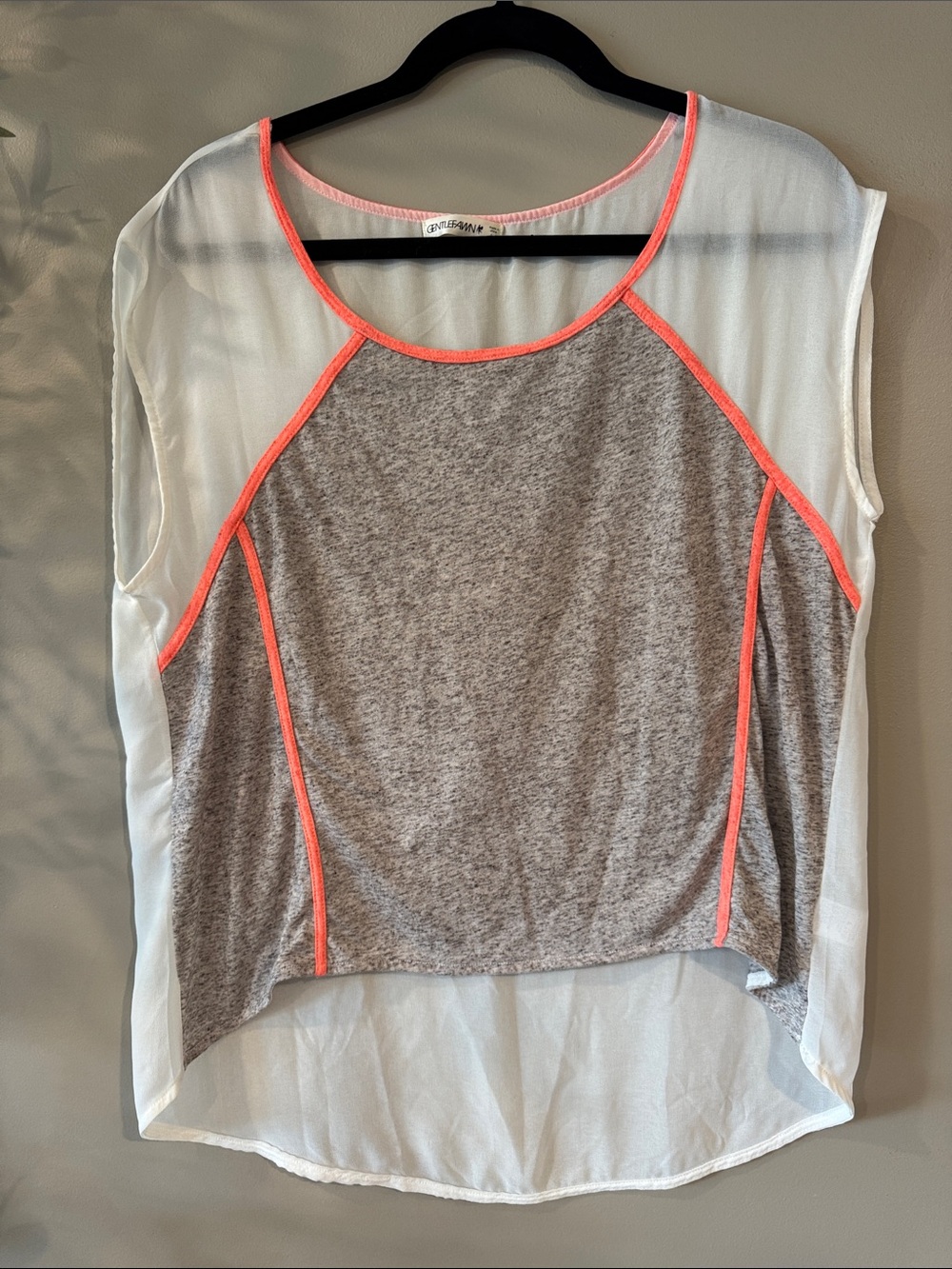 Gentle Fawn Heather Gray Top with Coral Trim and White Panels